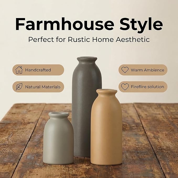CWLWGO-Ceramic Matte Vase Set for Home Decor, Modern and Minimalist Decorative Flower Vases, Kitchen Living Room Table Centerpiece Decoration, Mantel Entryway Bookshelf Decor（Matte Multi）