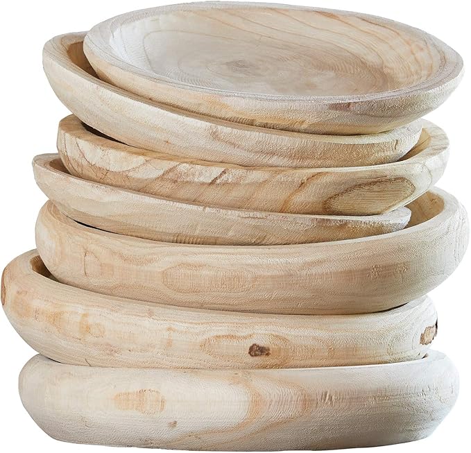 Santa Barbara Design Studio Wood Serving Bowl, Hand Carved Paulownia Wood Fruit Bowl/Decor, 11.5" Large, Natural