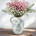 Enra Vintage vase with Handle,Blue and White Ceramic Decorative Flower vase, Vintage Pitcher,Large Rustic Vases for Home Decors, Living Room, Bookshelf, Office，9.7 inch