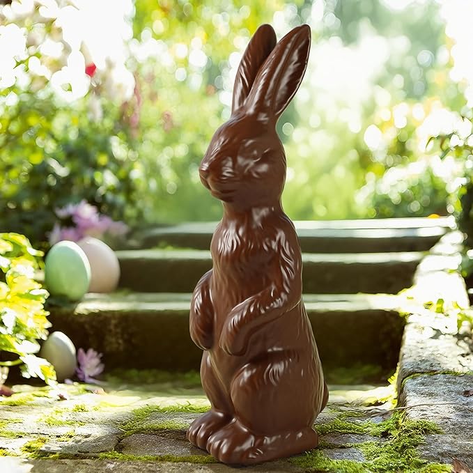 Easter Decorations - 14.5" Easter Bunny Figurine - Easter Decorations for Home - Standing Ceramic Easter Bunny Decor for Mantel Tabletop Porch Lawn Yard Spring Home Indoor Outdoor