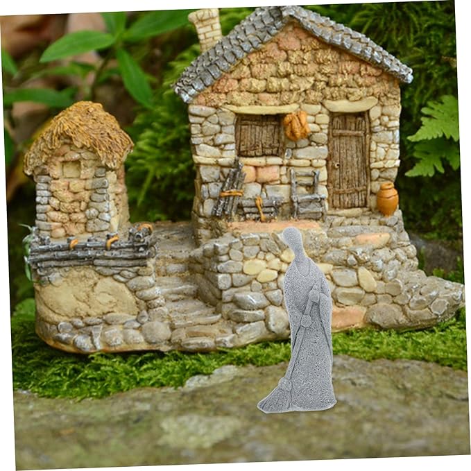 POPETPOP Zen Buddha Monk Figurine for Home Decor Miniature Asian Style Garden Statue for Bonsai and Micro Landscape Decoration 4-inch Ceramic Sculpture