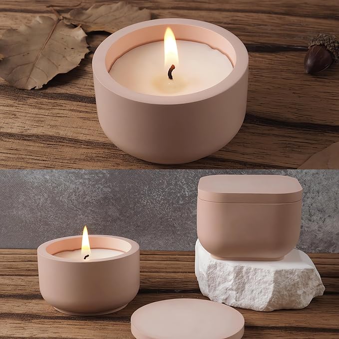 2 Pack Round Square Storage Jar Mold with Lids for Home Decor, Candle Holder Molds, Flower Pot Vase Concrete, DIY Plaster Cast Cement Rings Jewelry Storage Box Mold