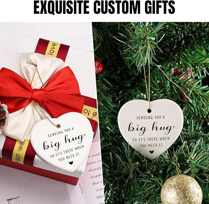 Inspirational Gifts for Women, Get Well Soon Gift Heart-Shaped Hanging Decoration Thinking of You Gifts Feel Better Present for Men Friends-Sending You A Big Hug Ornament