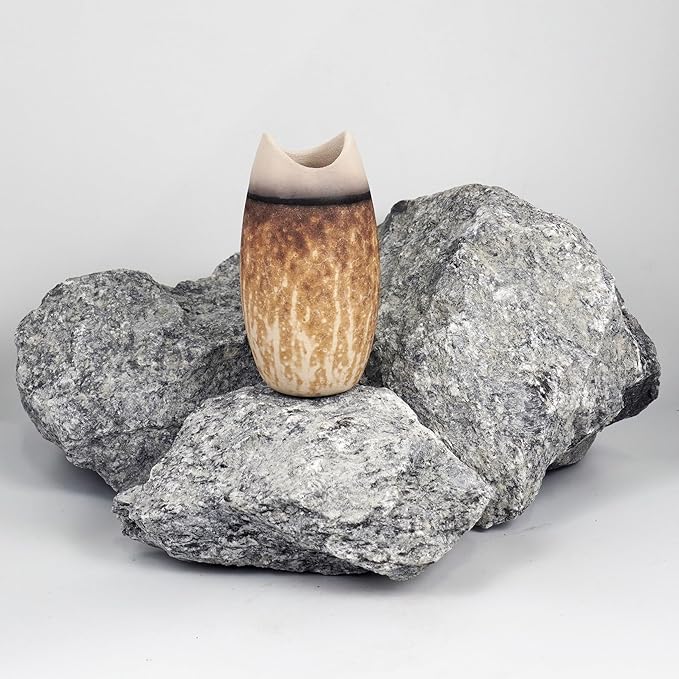 Koi 6.3 inch Handmade Ceramic Raku Vase - Modern Boho Rainbow Wall Art Handmade Home Decor Unique Minimalist - Obvara