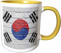 3dRose National flag of South Korea painted onto a brick wall Korean 11oz Two-Tone Yellow Mug