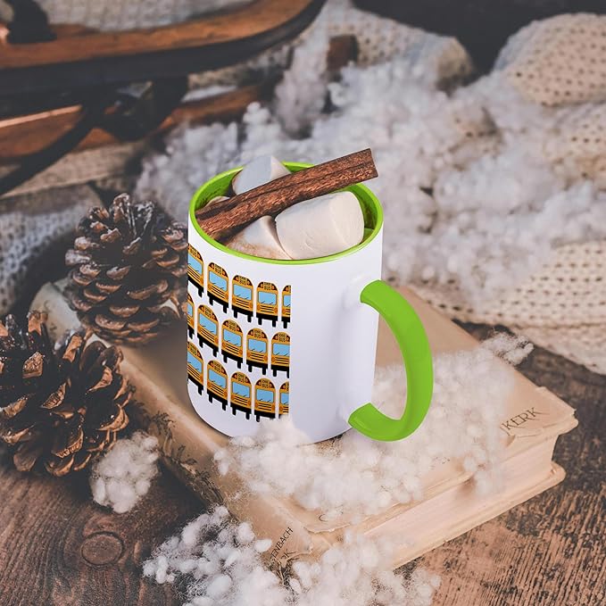 3dRose School Bus 15oz Two-Tone Green Mug