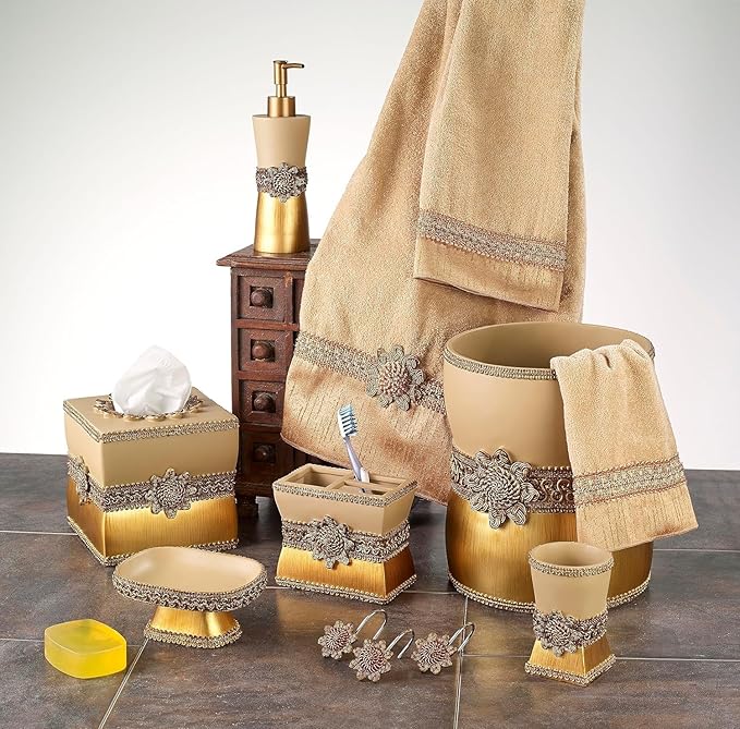 Avanti Linens Braided Medallion Gold and Rattan Resin Soap Dish