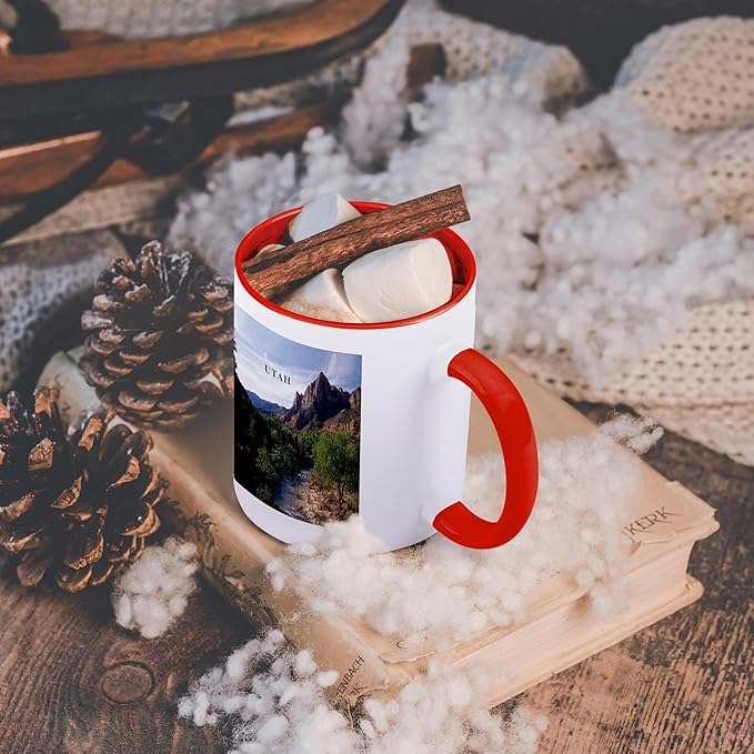 3dRose Utahs Zion National Park 11oz Two-Tone Red Mug