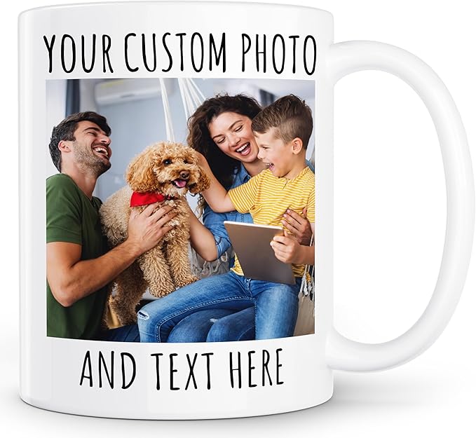 Custom Coffee Mug with Photo, Text, or Logo | Personalized Ceramic Mug 11oz | Customizable Gift for Men, Women | Unique Gift for Birthdays, Holidays, Christmas | White