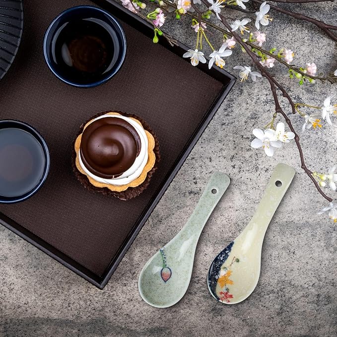12 Pieces Japanese Retro Ceramics Soup Spoons Japanese Style Rice Spoon Flatware Asian Chinese Serving Spoons Appetizers Tableware Meal Partner for Salad Ramen Noodles Wonton