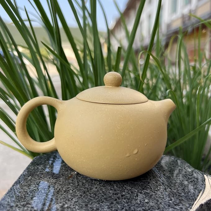 Xishi Teapot 7oz Chinese Zisha Clay Pot Ceramics Purple Sand Mud Kungfu Tea Set Kettle Spherical Filter (Yellow)