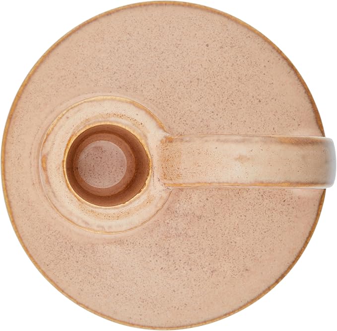 Ceramic Taper Candle Holders with Handle (Set of 2) – Tall Candlestick Holders for Table Decor Centerpieces, Rustic Home Décor, and Dinner Table Styling Tan
