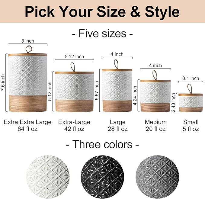 Small Ceramic Jar with Lid, Coffee Container Kitchen Food Storage Jars for Spice Sugar Candy Matcha, Mini Kitchen Spice Jars for Counter, Home, Pantry - White & 5 fl.oz