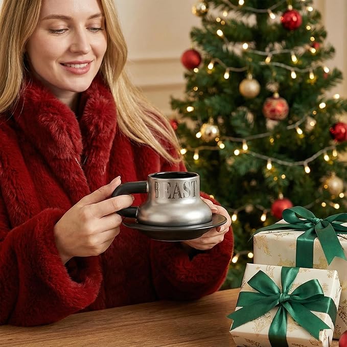 Novelties Coffee Mugs，Ceramic Coffee Cup and Saucer ，Funny Coffee Cups，Christmas Gift ，Birthday Gifts for Women