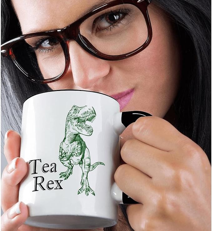 3dRose Tea Rex. 15oz Two-Tone Black Mug