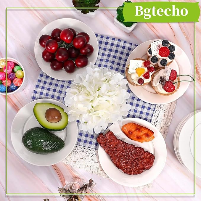 Ceramic Dessert Plates Set of 16, 6 Inch White Appetizer Plates, Round Small Plate for Cake Snacks, Porcelain Serving Plate for Appetizers, Microwave Oven and Dishwasher Safe (16 Pcs)