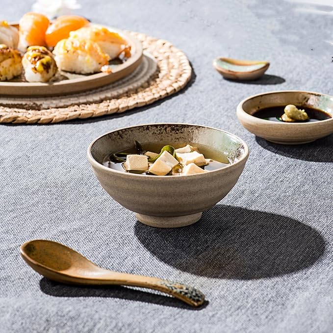 UNICASA Sushi Plate Set with Chopsticks & Sauce Dishes,Handcrafted Japanese Ceramic Dinnerware Set,Dishwasher Safe Sushi Dish -7 Pieces