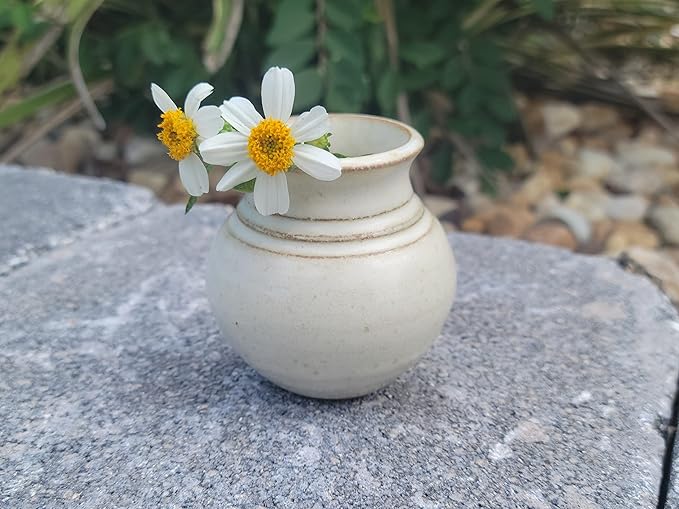 Handcrafted Miniature Ceramic Flower Vase – Thoughtful Mother's Gift with Poem – Ideal for Garden Blooms