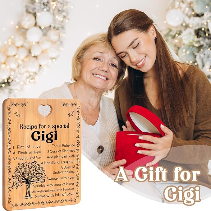 Gigi Gifts - "Recipe for a Special Gigi" Gigi Gifts for Grandma Cutting Board Set, Bamboo-Made Engraved Utensil Set Gifts for Gigi Cutting Board, Best Gigi Ever Gifts.