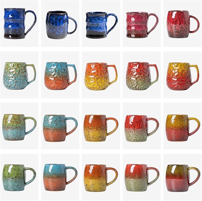 22oz Ergonomic Ceramic Mug with Unique Orange & Yellow Glaze – Microwave & Dishwasher Safe, Ideal Gift for Coffee Lovers, Unique Ceramic Coffee Cup for Yourself or Friends