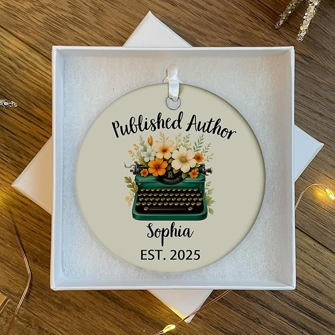 SODAVA Personalized Published Author Xmas Ornament, Future Bestselling Author Ceramic Ornament, Gift for Writers, Poets, and Book Lovers