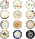 12 Pieces Japanese Sauce Dishes, 2 Oz Round Ceramic Side Dish Set, Small Seasoning Soy Dipping Bowl Plate for Sushi, Snack, Appetizer and Kitchen Prep, Assorted Color