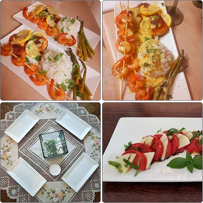 Foraineam 4 Pack Porcelain Serving Platters 10-1/4 x 5 inch Rectangular Serving Trays, Dessert, Appetizer, Salad Side Plates