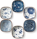 clothmile 6 Pcs Blue and White Sauce Dishes 3.6"×3.6"×1.6" Traditional Chinese Ceramic Side Bowl for Sushi Sauce Snack Pinch Home Kitchen Decor Housewarming Gift