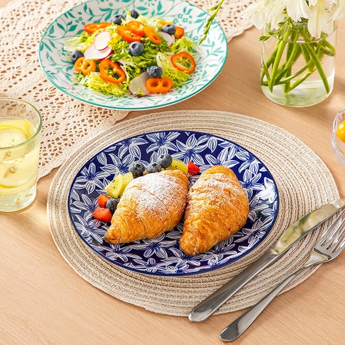vancasso Ceramic Salad Plates Set of 6, Small Vintage 8.25 Inch Plate Set of 6 for Kitchen, Porcelain ColorfulDessert Plates for Kitchen, Microwave Oven Dishwasher Safe, Vintage Gift, Muted
