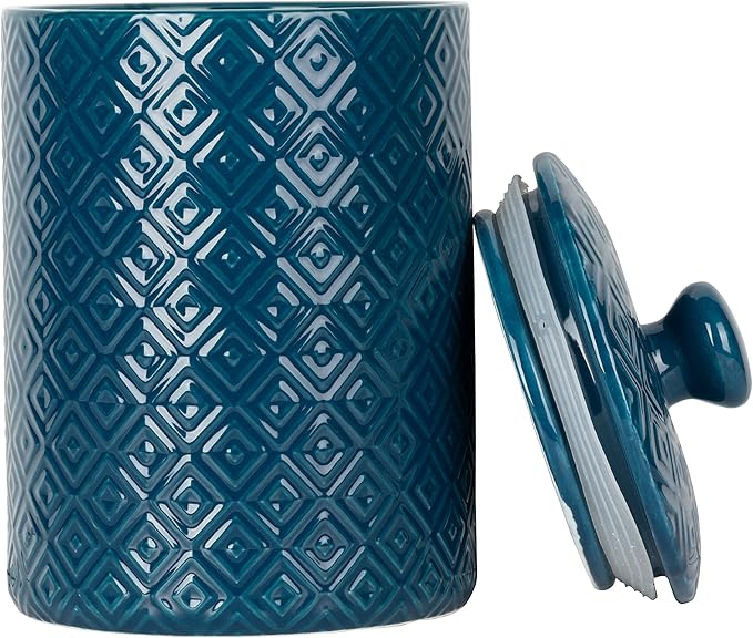 10 Strawberry Street Diamond Embossed Kitchen Canister Set, Set of 3, Diamond Blue