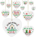12 Set Neighbor Gifts Ceramic Christmas Best Neighbor Ornament Gift with Rope Xmas Tree Decorations Heart-Shaped Hanging Housewarming Gift for Neighbors Appreciation