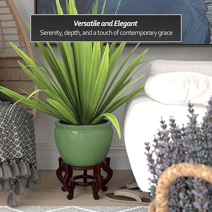 Red Lantern 12" Celadon Porcelain Fishbowl Planter