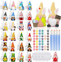 Sinmoe 24 Pcs Holiday Seasonal Paint Your Own Ceramics Gnomes Valentines Decor Paintable Figurines Ceramics to Draw for Adults Paintable Blank Gnomes Statues Plaster Figurines with Brush Palette Paint