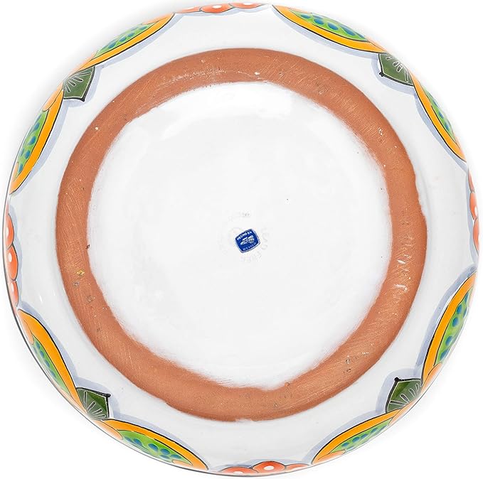 Mexican Talavera Pottery Large Serving Bowl, Handpainted Ceramic Pasta Bowl, Fruit Bowl, Hand Crafted Decorative Bowl for Salad Party Serving Bakeware Handmade Mexico Kitchen Art Unique Gift Platter