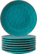 Melamine Dessert Plate, 6 inch Small Dinner Plates, Set of 8, Vintage Appetizer Plate Serving Dishes, Small Serving Plates Party Plates for Fruit Snack Side Dishes, Teal