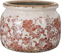 7.7" Large Ceramic Plant Pot Beige Brown Vintage Peony Crackle Glaze Rustic Flowers Pot Decorative Planter with Drainage for Indoor Outdoor Plants Home Kitchen Office Decor Gift