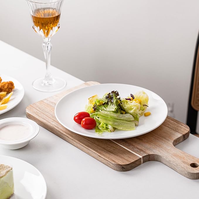 White Salad Plates Set of 6, 8.5 Inch Ceramic Plates – White Porcelain Appetizer & Dessert Plates for Kitchen, Salad, Snack & Everyday Use, Microwave & Dishwasher Safe