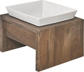 Bowsers Artisan Diner Single Dog Feeder - Handcrafted Rubberwood Frame with Square Ceramic Bowl Feeder for Dogs - Walnut, Medium, 10” x 10” x 6