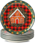 Ceramic Dinner Plates Set of 6,Stoneware 10 Inch,Microwave,Dishwasher and Oven Safe,Porcelain Dessert Plates for Steak,Dishes Set,Valentine's Day and New Year Gift,Christmas