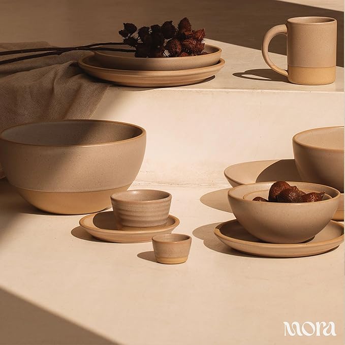 Mora Nano Ramekins Set of 4, 2oz Ceramic Pottery Sauce Cups - Microwave, Oven and Dishwasher Safe - Harvest