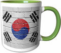 3dRose National flag of South Korea painted onto a brick wall Korean 11oz Two-Tone Green Mug