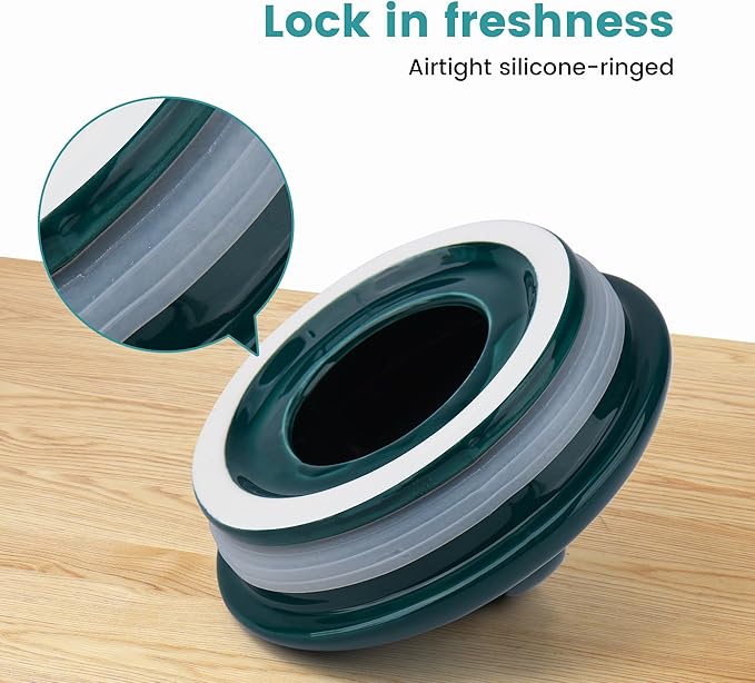 10cup/85oz Ceramic Jar for Dry Food Storage Containers, Airtight Cookie Jar with Lids, Porcelain Ceramic Canister for Kitchen Countertop Pantry Farmhouse Store Flour Sugar Bean Candy (Green)