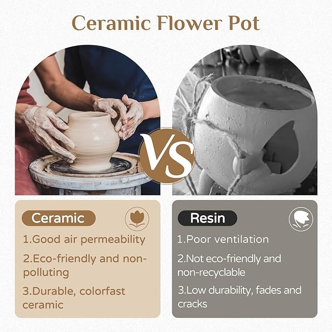 Bee Decor Hanging Planter: 6x4 Inch Opening Cute Flower Pot with Drainage - Ceramic Honey Plant Pot for Indoor Outdoor Garden Kitchen Bathroom