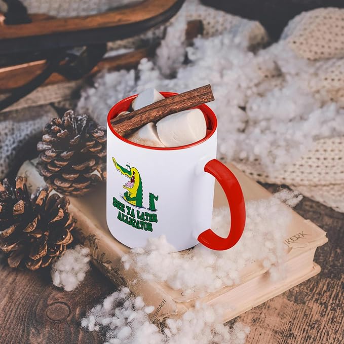 3dRose See Ya Later Alligator 11oz Two-Tone Red Mug
