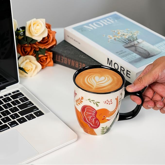 Color Changing Elephant Mug 16oz - Heat Sensitive Cup for Tea Cocoa Milk, Funny Ceramic Coffee Mugs, Birthady Gifts for Women man