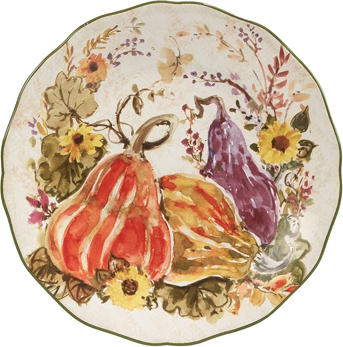 Certified International Harvest Morning Salad/Dessert Plates, Multicolor, Medium Set of 4,(Pack of 3)