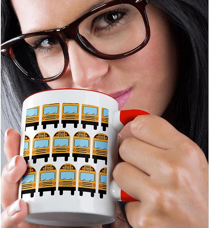 3dRose School Bus 11oz Two-Tone Red Mug
