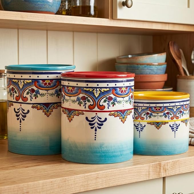 EuroCeramica Zanzibar Zanzibar-3pcs Canister, 3-Piece Set, Multicolor