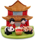 Chinese "A" Nativity Scene - Handmade in Clay - 1 block - 3.8"X2.2"X2.9" high, China, Pagoda, Panda Bear