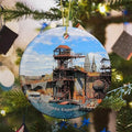 California Los Angeles Universal Studios USA America Christmas Ornaments for Tree Ceramic Pendant Double Sided Ornament Decor Xmas Gifts Interesting Porcelain Travel Souvenirs Memorial Gift for Boss